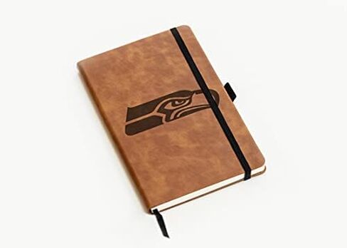 Rico Industries NFL Seattle Seahawks Brown Laser Engraved Small Notepad Jounral/Notepad 8.25" x 5.25"- Office Accessory in Saudi Arabia