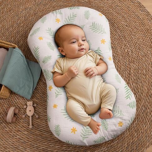 Muslin Baby Lounger Cover 2 Pack, Organic Cotton Removable Slipcover for Newborn Lounger, Soft and Breathable Infant Lounger Cover for Boys Girls, Roman Green & Leaves in Saudi Arabia