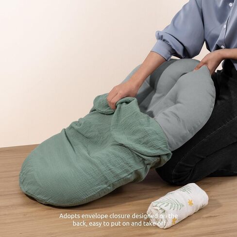 Muslin Baby Lounger Cover 2 Pack, Organic Cotton Removable Slipcover for Newborn Lounger, Soft and Breathable Infant Lounger Cover for Boys Girls, Roman Green & Leaves in Saudi Arabia