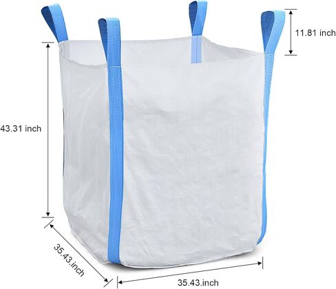 2 Pack FIBC Bulk Bag, 1.5 Ton Bag, 35"L x 35"W x 43"H, 3300lbs SWL, Open Top Flat Bottom, Heavy Duty Bulk Bag for Industry Agriculture in Saudi Arabia