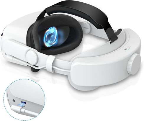 Battery Head Strap Compatible with Oculus Quest 2 Accessories, Built-in 6000mAh Battery for Meta Quest 2 Adjustable Elite Strap Replacement Accessories for Oculus/Meta Quest 2 in Kuwait