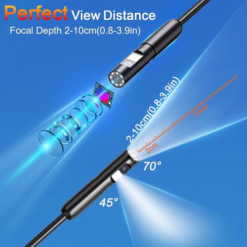 بوريسكوب ثنائي العدسات، كاميرا منظار صناعي مقاس 4.3 بوصة مع ضوء، كاميرا فحص عالية الدقة 1080 بكسل، كاميرا ثعبان مقاومة للماء IP67 مع 9 مصابيح LED، كاميرا نطاق للمنزل/الأنابيب/السيارات (16.5 قدمًا) in Kuwait