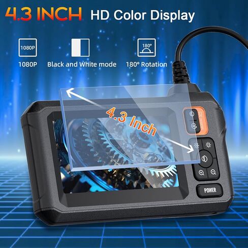 بوريسكوب ثنائي العدسات، كاميرا منظار صناعي مقاس 4.3 بوصة مع ضوء، كاميرا فحص عالية الدقة 1080 بكسل، كاميرا ثعبان مقاومة للماء IP67 مع 9 مصابيح LED، كاميرا نطاق للمنزل/الأنابيب/السيارات (16.5 قدمًا) in Kuwait