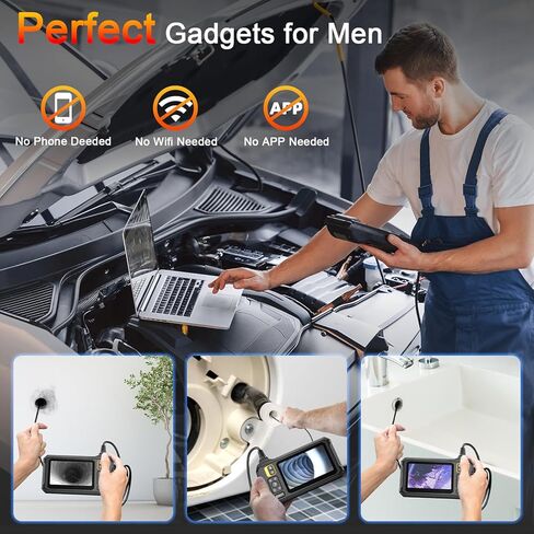 بوريسكوب ثنائي العدسات، كاميرا منظار صناعي مقاس 4.3 بوصة مع ضوء، كاميرا فحص عالية الدقة 1080 بكسل، كاميرا ثعبان مقاومة للماء IP67 مع 9 مصابيح LED، كاميرا نطاق للمنزل/الأنابيب/السيارات (16.5 قدمًا) in Kuwait