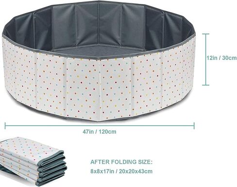 حفرة الكرة للأطفال الصغار - حفر كرة قماشية كبيرة قابلة للطي والمحمولة للأطفال والرضع. محيط، دوائر ملونة، تصاميم وردية. روضة أطفال مقاومة للماء ومتينة للاستخدام الداخلي والخارجي (منقط) in Kuwait