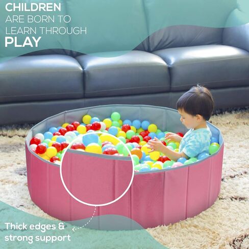 Ball Pit for Toddlers - Foldable & Portable Large Fabric Ball pits for Kids and Babies. Ocean, Colored Circles, Pink Designs. Waterproof & Durable Indoor Outdoor use Ball Pit playpen (Polka Dots) in Saudi Arabia