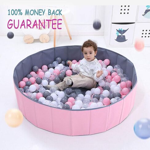Ball Pit for Toddlers - Foldable & Portable Large Fabric Ball pits for Kids and Babies. Ocean, Colored Circles, Pink Designs. Waterproof & Durable Indoor Outdoor use Ball Pit playpen (Polka Dots) in Saudi Arabia