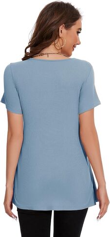 Smallshow Women's Maternity Shirts Tie Front Short Sleeve Pregnancy Tops Clothes in Saudi Arabia