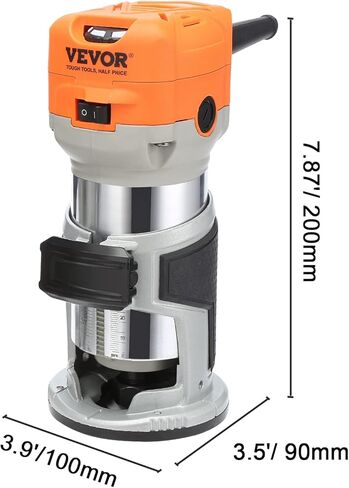 جهاز توجيه الخشب VEVOR، 1.25HP 800W، أداة توجيه تشذيب الخشب المدمجة، 30000 دورة في الدقيقة السرعة القصوى 6 سرعات متغيرة، مع 1/4 بوصة و5/16 بوصة أطواق 12 قطعة من غطاء الغبار لقطع الطحن، لتشذيب فتحات النجارة in Kuwait