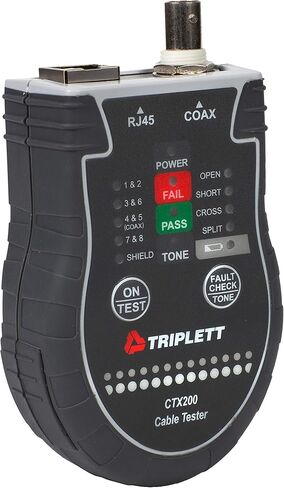 جهاز اختبار الشبكة المحلية للقطط للجيب من Triplett CTX200 لكابلات RJ45 وCAT 5/6 والكابلات المحورية مع نتائج تمرير/فشل فورية in Kuwait