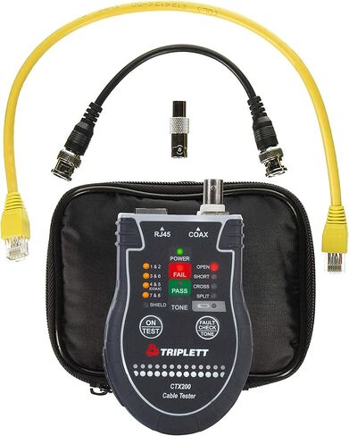 جهاز اختبار الشبكة المحلية للقطط للجيب من Triplett CTX200 لكابلات RJ45 وCAT 5/6 والكابلات المحورية مع نتائج تمرير/فشل فورية in Kuwait