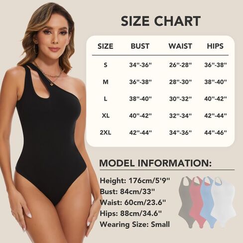 بدلة SHAPERIN نسائية بكتف واحد مقصوص من الأمام بدون أكمام ثونغ بدون ظهر بدون أكمام in Kuwait