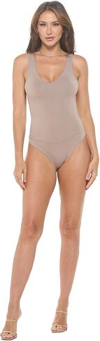 Women's Sleeveless V-Neck Tank Top Bodysuit, Sexy Casual Going Out Top Body Suit, Trendy Spring Summer 2024 in Saudi Arabia