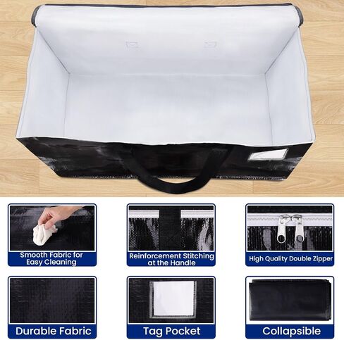 Large Moving Bags Heavy Duty Storage Totes for Storage,Packing & Moving Collapsible Moving Supplies with Large Capacity, Reinforced Zippers and Handles, 88L, 8 Packs in Saudi Arabia