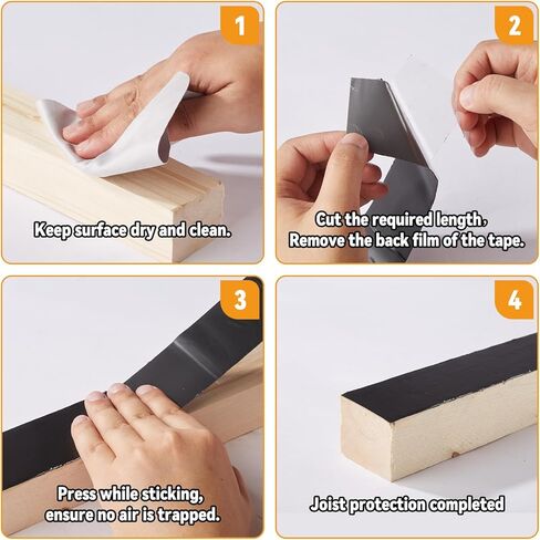 شريط رافدة بطول 2 بوصة × 50 بوصة، 6 لفات مقاومة للماء وشريط بوتيل مقاوم للتآكل، شريط وامض ذاتي اللصق مقاوم للطقس للروافد والعوارض الخشبية in Kuwait