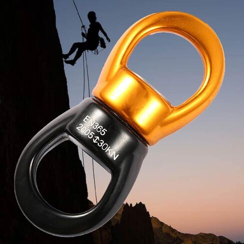 JEELAD 30kN Swing Swivel Rotational Safety Device Hanging Accessory for Rock Climbing Hanging Hammock Web Tree Swing Aerial Dance Children's Swing Spinner Hanger (Black & Yellow) in Saudi Arabia