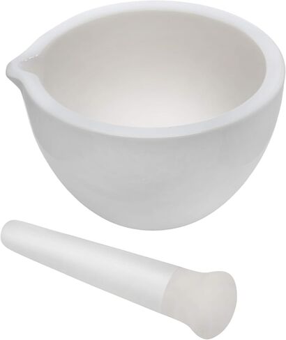EISCO Porcelain Mortar & Pestle Set, 50oz (1500ml) - Unglazed Grinding Surface - Excellent for Kitchen or Laboratory - Grinds Powdered Chemicals, Herbs & Spices - Pill Crusher - White Labs in Saudi Arabia