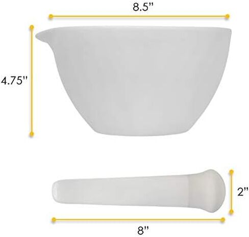 EISCO Porcelain Mortar & Pestle Set, 50oz (1500ml) - Unglazed Grinding Surface - Excellent for Kitchen or Laboratory - Grinds Powdered Chemicals, Herbs & Spices - Pill Crusher - White Labs in Saudi Arabia