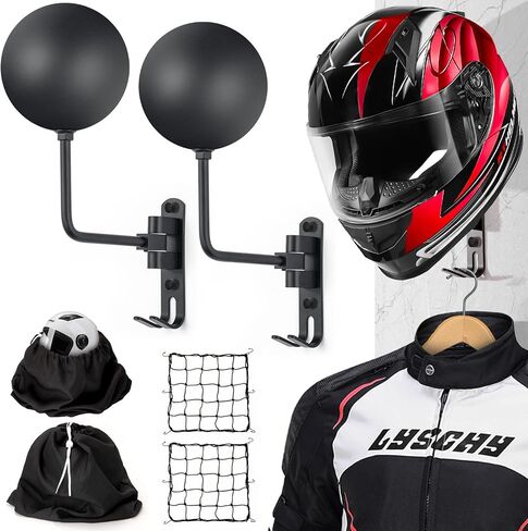 حامل خوذة AUTODECO من الألومنيوم مثبت على الحائط من الألومنيوم، أسود، دوران 180 درجة، سعة 50 رطل، 31.5 بوصة × 31.5 بوصة in Kuwait