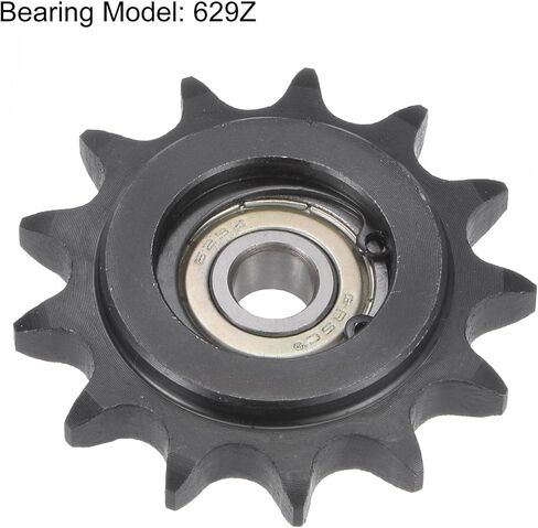 ضرس سلسلة uxcell، 9 مم تتحمل 1/2 بوصة 13 شداد سن، لمسة نهائية من أكسيد الأسود C45 من الفولاذ الكربوني مع محمل فردي لسلاسل ISO 08B in Kuwait