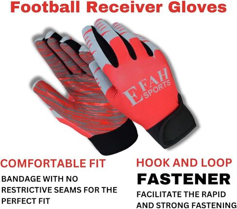 Football Receiver Gloves for Youth Kids Boys Children Adult Soccer Receiver Glove with Strong Sticky Silicone Grip Palms in Saudi Arabia