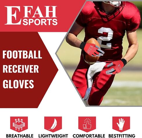 Football Receiver Gloves for Youth Kids Boys Children Adult Soccer Receiver Glove with Strong Sticky Silicone Grip Palms in Saudi Arabia