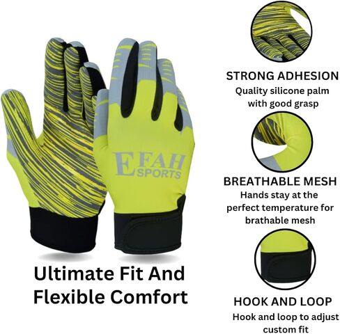 قفازات استقبال كرة القدم للشباب والأطفال والأولاد والأطفال والكبار وقفاز استقبال كرة القدم مع قبضة يد سيليكون قوية لزجة in Kuwait