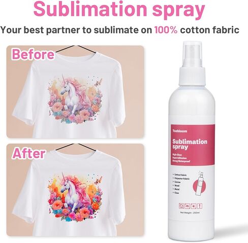 Sublimation Spray for 100% Cotton Shirts, 250ml Upgraded Formula Sublimation Coating Spray for All Fabric,High Gloss,Quick Drying and Super Adhesive Sublimation Spray for Polyester,Carton,Tote Bag,Mug in Kuwait