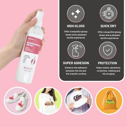 Sublimation Spray for 100% Cotton Shirts, 250ml Upgraded Formula Sublimation Coating Spray for All Fabric,High Gloss,Quick Drying and Super Adhesive Sublimation Spray for Polyester,Carton,Tote Bag,Mug in Kuwait