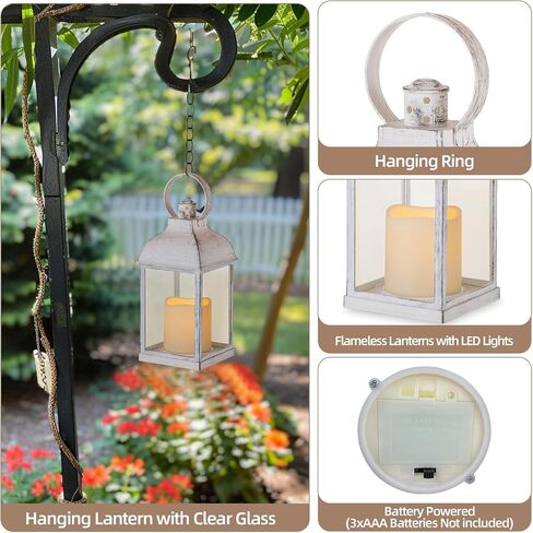 Decorative Candle Lantern Flameless - Bulk Lanterns for Wedding Tables Centerpieces Party, Indoor Outdoor 8.8" Set of 6 Rustic Farmhouse Decor with LED Candle Battery-Operated, Bronze in Saudi Arabia