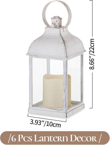 Decorative Candle Lantern Flameless - Bulk Lanterns for Wedding Tables Centerpieces Party, Indoor Outdoor 8.8" Set of 6 Rustic Farmhouse Decor with LED Candle Battery-Operated, Bronze in Saudi Arabia