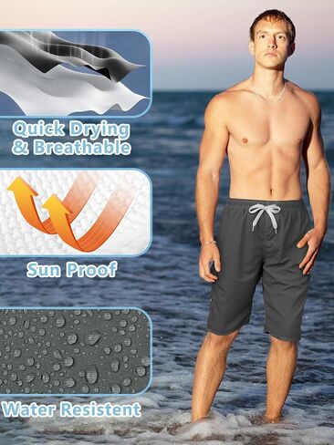 Mens Swim Trunks Swim Shorts Swimwear Swimsuit Beach Shorts Bathing Suits Quick Dry Waterproof in Saudi Arabia