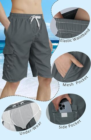 Mens Swim Trunks Swim Shorts Swimwear Swimsuit Beach Shorts Bathing Suits Quick Dry Waterproof in Saudi Arabia