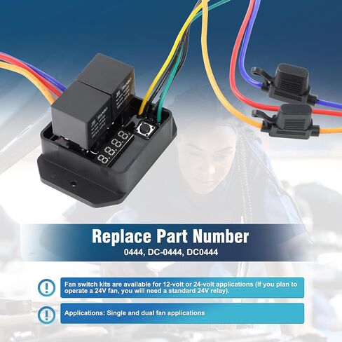 Digital Radiator Fans Controller Swith Kit with 12V and 24V, Adjustable Temperature Range from 104ºF to 230ºF (40°C to 110°C), Digital Thermatic Fan Switch Kit Replace #0444 in Saudi Arabia