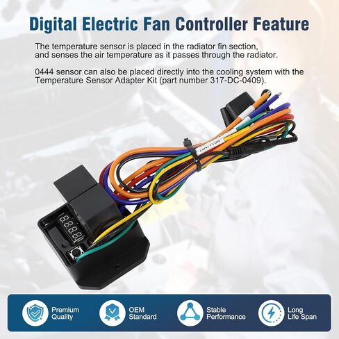 Digital Radiator Fans Controller Swith Kit with 12V and 24V, Adjustable Temperature Range from 104ºF to 230ºF (40°C to 110°C), Digital Thermatic Fan Switch Kit Replace #0444 in Saudi Arabia