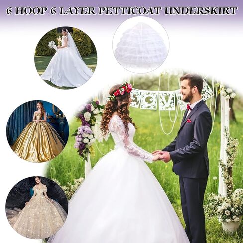 تنورات للنساء 6 تنورة دائرية، تنورة تحتية بطول يصل إلى الأرض لفستان الزفاف in Kuwait