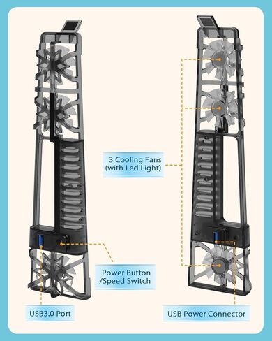 PS5 Slim Cooling Fan with Led Light, Quiet Cooler Fan for PS5 Slim Accessories with 3 High-Speed Fans, USB3.0 Port for PS5 Slim Disc and Digital Edition in Kuwait
