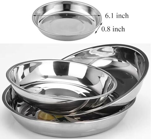 أطباق طعام للقطط الضحلة من الفولاذ المقاوم للصدأ طبق للقطط واسع وأطباق للكلاب الصغيرة وتخفيف التعب للقطط الصغيرة والجرو والهامستر 4 قطع (قطر 6.1 بوصة. in Kuwait