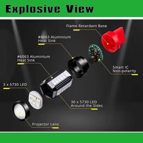 2800lms T20 Wedge 7440 7443 LED استبدال مصابيح الفرامل القوية، أحمر 7444 7443LL 7440LL مصابيح إيقاف الذيل الوامضة 12 فولت للسيارات والشاحنات in Saudi Arabia