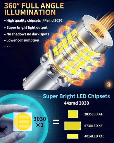 1156 7506 LED Bulbs for Back Up Light 6000K Xenon White 500% Ultra Bright P21W BA15S 1156A 1003 1141 Backup Reverse Parking Tail Brake Light Replacement (Pack of 2) in Kuwait
