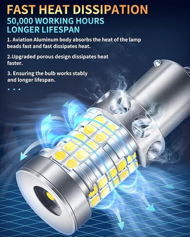 1156 7506 LED Bulbs for Back Up Light 6000K Xenon White 500% Ultra Bright P21W BA15S 1156A 1003 1141 Backup Reverse Parking Tail Brake Light Replacement (Pack of 2) in Kuwait