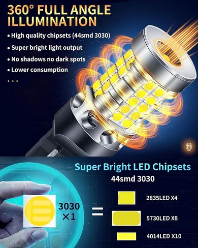 1156 7506 LED Bulbs for Back Up Light 6000K Xenon White 500% Ultra Bright P21W BA15S 1156A 1003 1141 Backup Reverse Parking Tail Brake Light Replacement (Pack of 2) in Kuwait