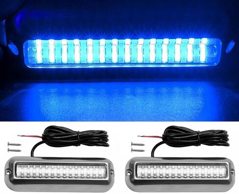 قطعتان من أضواء القوارب البحرية، مقاومة للماء من الفولاذ المقاوم للصدأ 27 مصباح LED أزرق للإضاءة تحت الماء أضواء القارب العابرة للملاحة وأضواء قابس التصريف وأضواء سطح السفينة in Saudi Arabia
