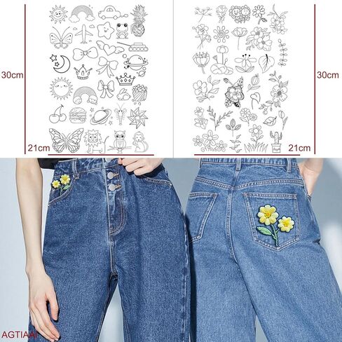 59 قطعة مثبت قابل للذوبان في الماء للتطريز، ورق تطريز لاصق وغرز، أنماط التطريز، ورق نقل التطريز، أنماط التطريز تنقل تصاميم التطريز لمحبي التطريز in Kuwait