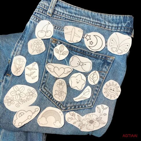 59 قطعة مثبت قابل للذوبان في الماء للتطريز، ورق تطريز لاصق وغرز، أنماط التطريز، ورق نقل التطريز، أنماط التطريز تنقل تصاميم التطريز لمحبي التطريز in Kuwait