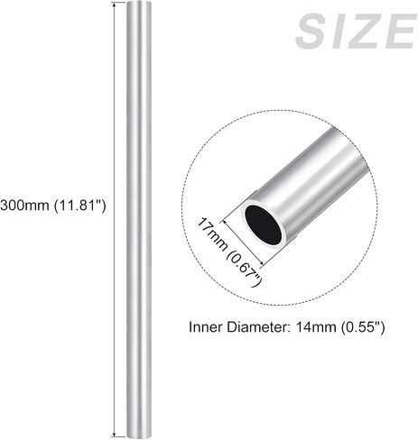 6063 Aluminum Tube (17mm OD x 14mm ID x 300mm L) 4Pcs, Aluminum Round Tubing - for Home Furnishing, Machinery, DIY Handicraft in Saudi Arabia