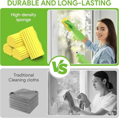إسفنجة تنظيف رطبة، 4 قطع، فرشاة تنظيف إسفنجية، منافض لتنظيف الستائر، نسيج العنكبوت، الزجاج، الجدران المبلطة، الفتحات، الدرابزين، المرايا، أخاديد مسار النوافذ، الألواح والأثاث in Kuwait
