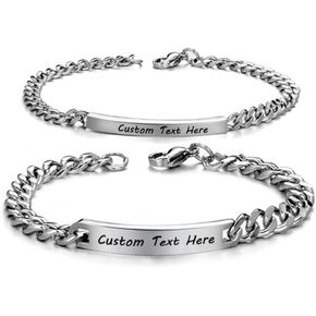 Personalized Stainless Steel Couple Bracelet Engraved Name Bracelet Distance Bracelet for Boyfriend and Girlfriend Valentine Gifts in Saudi Arabia