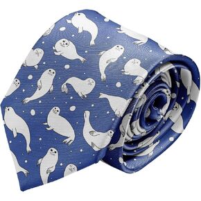 Nevelty Necktie للرجال (نمط الأختام الجميل) التعادل الحريري للمحادثة ، وربطة عنق للحفلات والأحداث والفريدة والأصل in Saudi Arabia