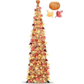 Timer & Pumpkin - 6 أقدام سقوط شجرة السقوط المضاءة ، السقوط منبثقة شجرة القيقب مع 60 LED LED الأضواء الدافئة البطارية تعمل على تحصيل شجرة الخريف السقوط in Kuwait
